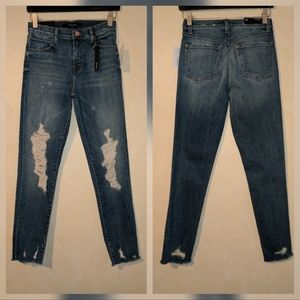 J Brand Alana High Rise Cropped Jeans Destructed